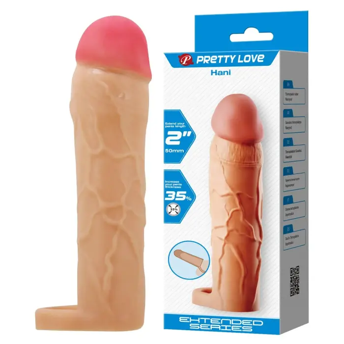 PRETTY LOVE – Hani насадка на член – 20–23 cm (8–9″) – телесный