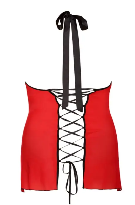 Dharma L+ (Комплект бэбидолл и стринги) – красная сетка и чёрное кружево – L Фото num