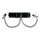 Sportsheets Vegan Leather Collar with Adjustable Clamps, Black, 27cm Chains — Photo 1