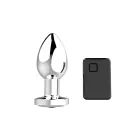 Chromed Steel Vibrating Butt Plug with Remote – 8.1 cm (3.2″) – Black — Photo 2