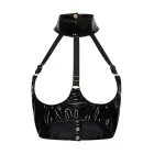 Guilty Pleasure Heroic Halo Bra – Datex rinnahoidja lahtiste tassidega ja choker – must – Suurus: L — Foto 3