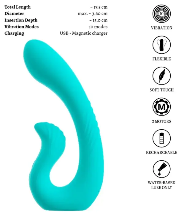 beau coeur Naira dubultais vibrators – 17.5 cm (6.9″) – rozā Foto 10
