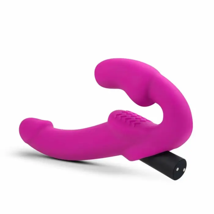 Blush Temptasia Estella vibrējošs strap-on dildo – 20 cm (7.9″) – rozā