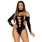 Asymmetrical Cut Out Bodysuit – Black – One Size — Photo 6