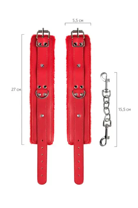Anonymo handcuffs, PU leather, red, 27 cm Photo
