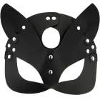 Coquette Chic Desire Vegan Leather Mask with Bunny Ears - Elegant Black — Foto 3