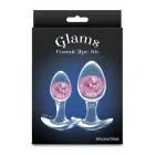 Cosmic Glams 2-Piece Kit – liquid silicone anal trainer set with sparkling glass marble – pink — Photo 1