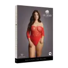 Crotchless Rhinestone Bodysuit – Red – Plus Size — Photo 1