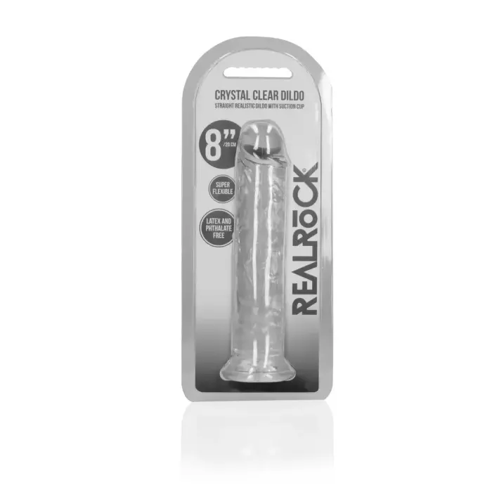 Taisns reālistisks dildo ar piesūcekni – 20 cm (8″) – Caurspīdīgs
