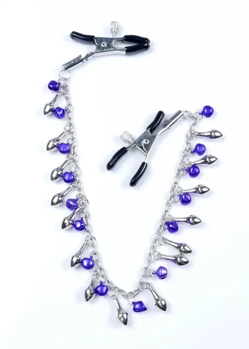 Fetish B sērijas ekskluzīvas krūšu galu skavas Nr.2 ar ķēdīti un zvaniņiem Foto 3