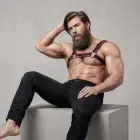 Fetish Submissive Attitude Men's Chest Harness – Black/Red – One Size — Photo 7