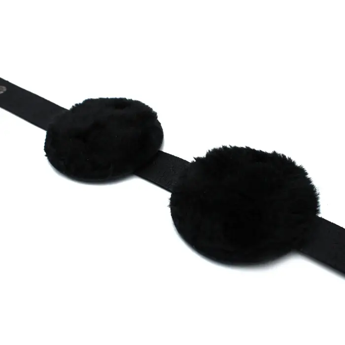 Black Leather Blindfold with Adjustable Eye Patches Foto 2