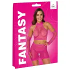 Cottelli FANTASY Topu, mini svārku un roku sildītāju komplekts – koši rozā – S/M Foto 1