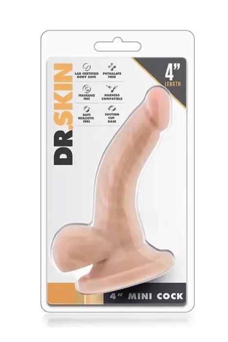 DR. SKIN reālistisks dildo ar sēkliniekiem – 10 cm (4″) – miesas krāsa