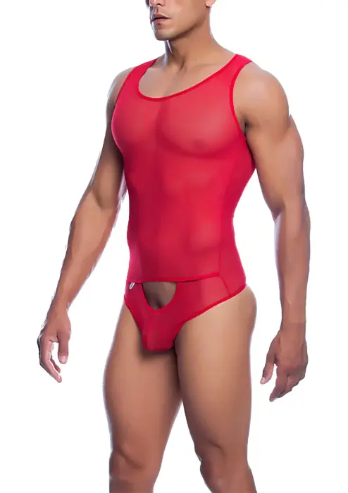 MOB Sexy Mesh bodysuit – red – S/M