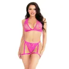 Lace Bra Top and Panty Set with Garters – Purple – One Size — Photo 1