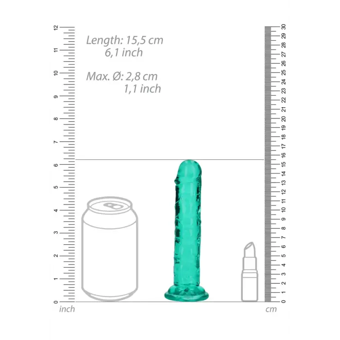 Taisns reālistisks dildo ar piesūcekni – 15.5 cm (6.1″) – Caurspīdīgs Foto 5