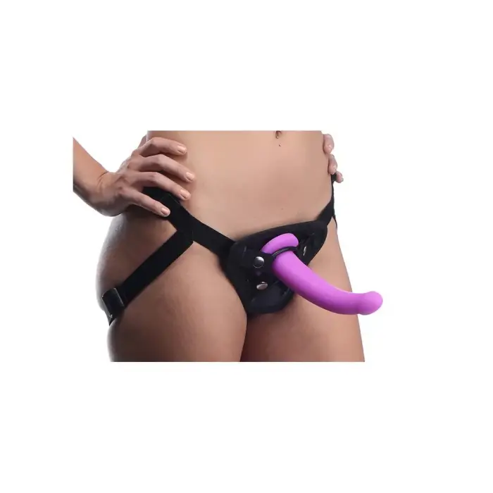 Navigator страпон изогнутый дилдо с регулируемыми ремнями – 18 cm (7″) – фиолетовый