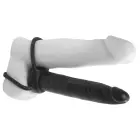 Master Series Double Trouble – dvigubas žiedas su dildo dvigubai penetracijai – juodas – 15,3 cm — Nuotrauka 3