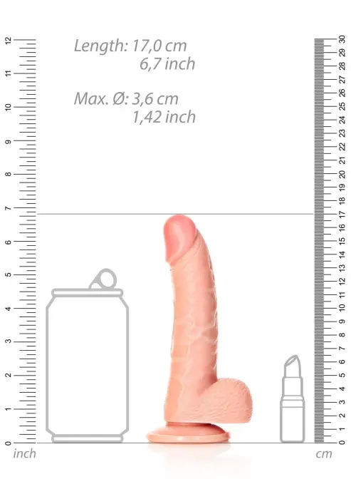 Išlenktas realistiškas dildo su sėklidėmis ir siurbtuku – 15.5 cm (6″) – Kūno spalva Photo