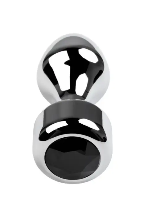 TOYFA metāla anālais spraudnis ar melnu dārgakmeni – 8.2 cm (3.2″) – Sudrabs Foto 3