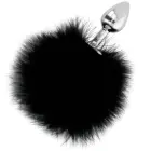 Darkness – silikoninis analinis kaištis su dirbtinio kailio uodega – juodas – 7 cm — Nuotrauka 2