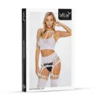 Tīkliņa bodijs ar zeķturu dekoriem un izgriezumiem – balts – One Size — Foto 3