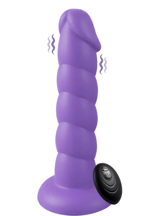 Playhouse Spiral Tease reālistisks vibrējošs dildo ar pulti – silikons – L – violets