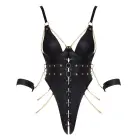 Cottelli BONDAGE ādas imitācijas bodijs ar saitēm – melns – XL — Foto 10