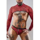 Short Top with Long Sleeves – Black/Red Zebra – S — Photo 1