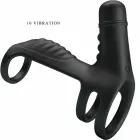 Pretty Love Elastic Silicone Vibration Extension Sleeve – Black — Photo 4