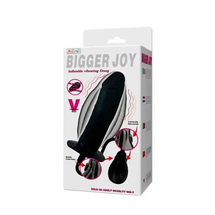 BAILE Bigger Joy piepūšams vibrējošs dildo – Melns