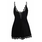 Christine Lauke Slip Dress Black Microfiber & Eyelash Lace Detail — Фото 9