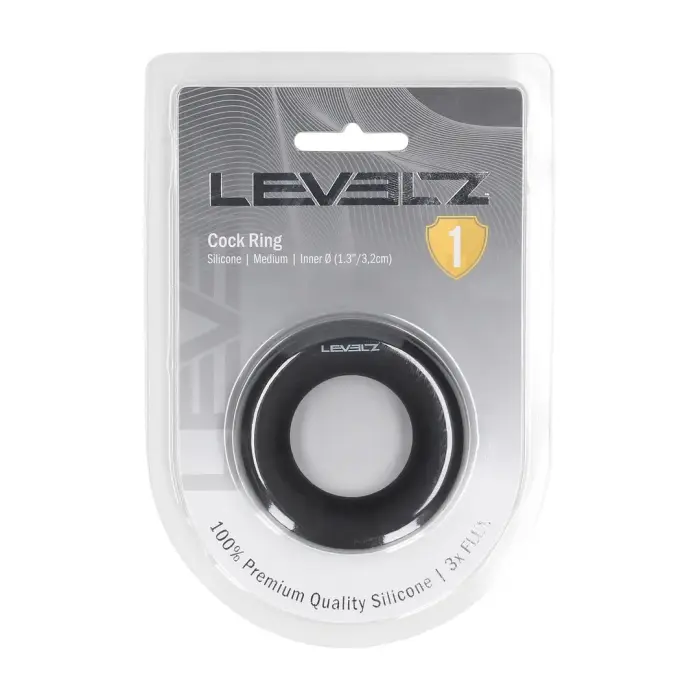LEVELZ Liquid Silicone Performance Ring M – melns