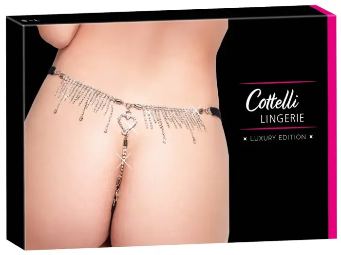Cottelli LINGERIE Rhinestone Lace String – Black – S-L