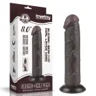 LoveToy Sliding Skin Dual Layer Dong – realistiškas dviejų sluoksnių dildo – TPE – juodas – 20,3 cm — Nuotrauka 1