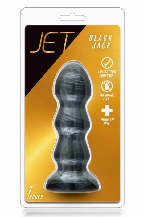 Jet Black Jack – paindlik PVC anaalpistik imikupõhjaga – süsinikmetallik must – 17,8 cm