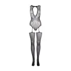Contrast Suspender Mesh Bodysuit – Black – One Size — Photo 7