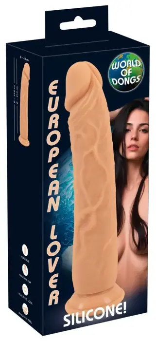European Lover reālistisks dildo ar piesūcekni – 23 cm (9″)
