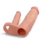 Add 2" Pleasure X Tender Double Penis Sleeve – penis extender with anal dildo — Photo 3