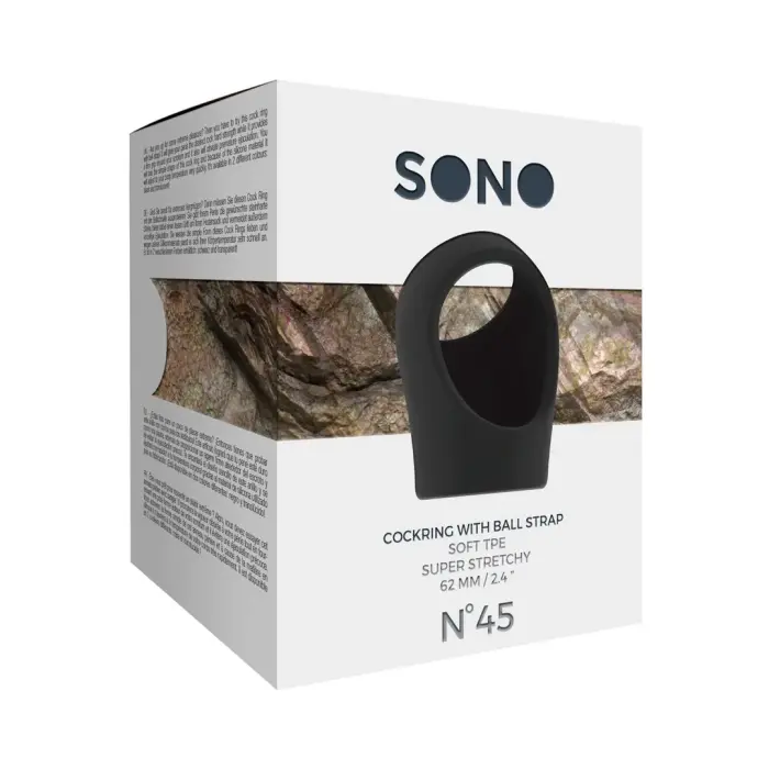 No.45 - Cockring with Ball Strap - Black