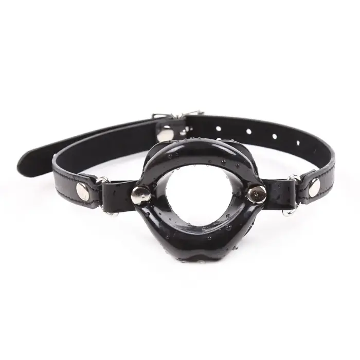 Black Faux Leather Panel Mouth Gag