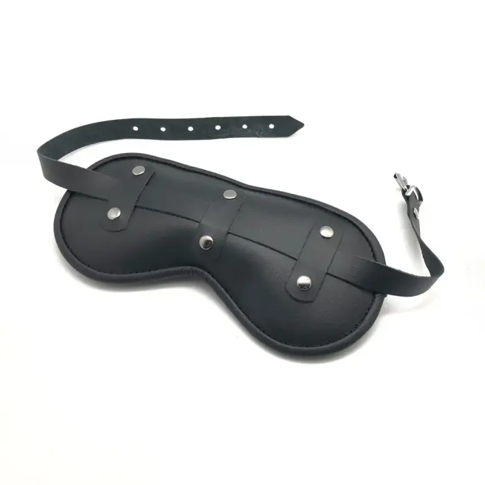 Red Leather Adjustable Padded Leather Eye Mask – Black