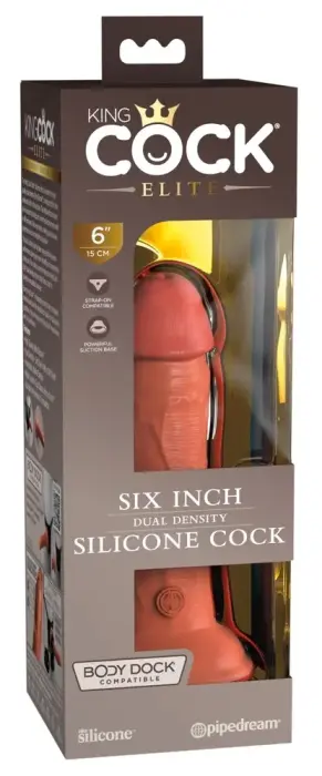 King Cock Elite KCE 6 divslāņu dildo – 18 cm (7″) – miesas krāsa