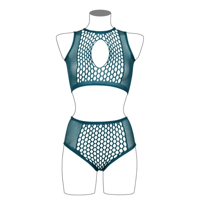 Duo Net комплект бюстгальтера с декоративным вырезом – синий – One Size Фото num