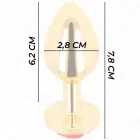 KINK metāla anālais spraudnis Gold ar sarkanu rozi – 7.8 cm – Zelts — Foto 4