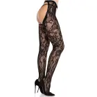 Rose lace crotchless tights with open back — Photo 2