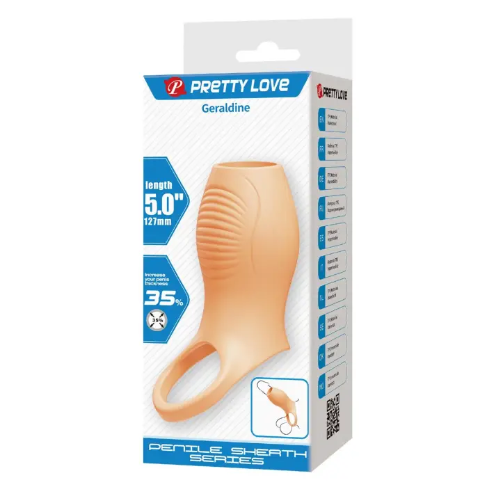 Pretty Love Geraldine – textured TPR penis sleeve with ring – flesh