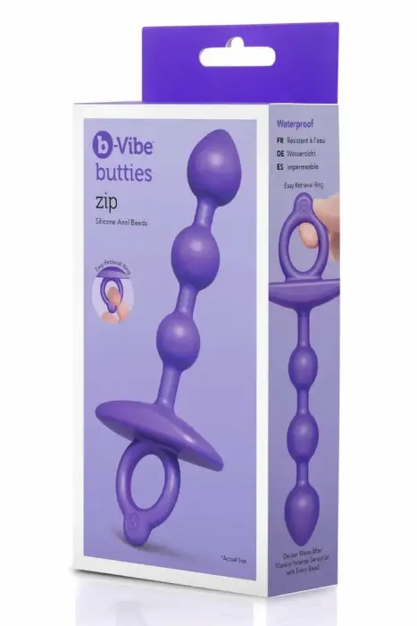b-Vibe ZIP silikona anālās pērles – elastīgas ūdensizturīgas – 15 cm