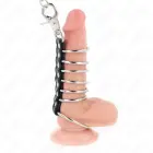 KINK – 7 steel cock and ball rings with 100 cm leather-metal chain – silver/black — Photo 2
